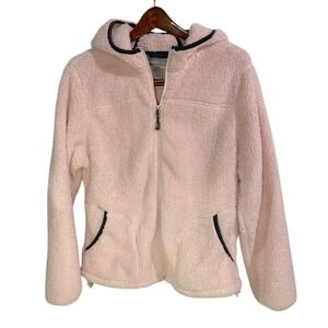 Free Country Pink Hooded‎ Shacket Jacket Women's Large Teddy Cozy Warm Fleece